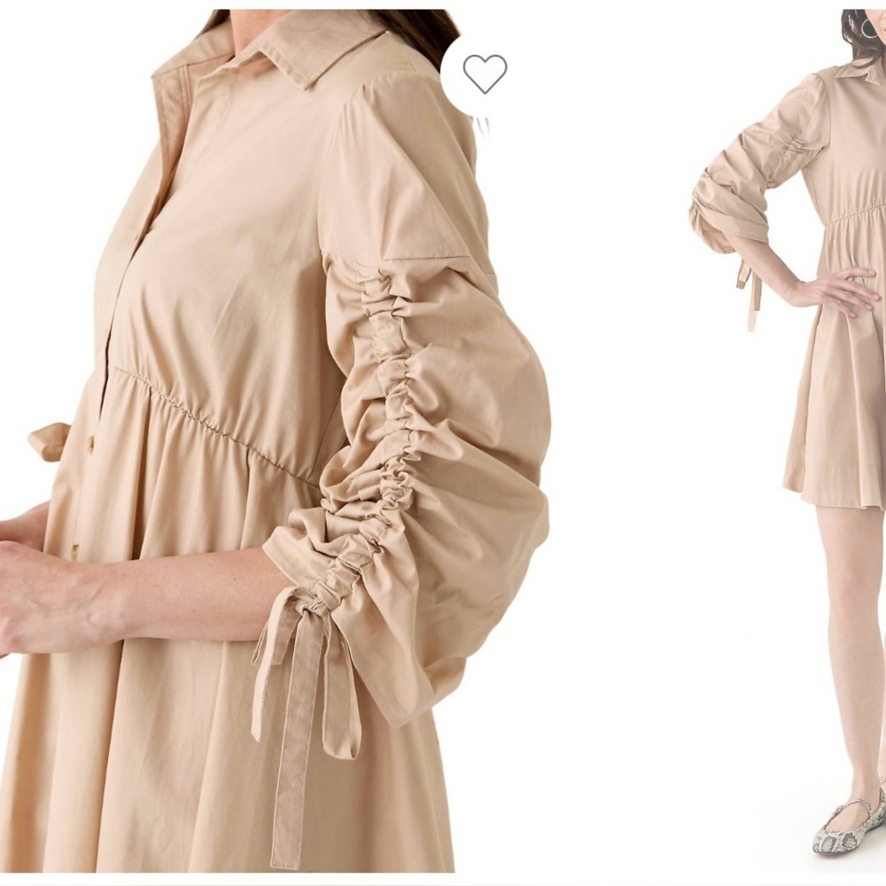 Women's MaisonTara 3/4 Sleeve Collared Shirt Dress, SizeXL, Olive, NEW - Picture 16 of 16